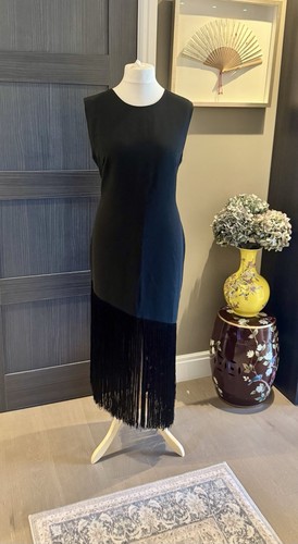 Black fringed cocktail dress - black,