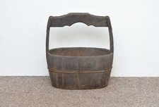 old vintage wooden rice bucket
