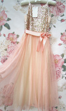 BNWT MONSOON Peach Pink Truth Maxi Bridesmaid Party Occasion Dress 8-9  €58