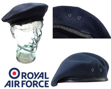 RAF Beret Cap British Air Force Uniform  100% Wool Blue Grey Size 55cm