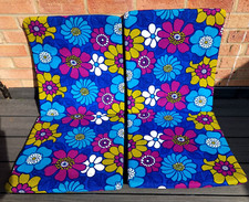 Vintage Floral Garden Deck Chair Padded Cushion Covers Blue Floral Kettler 1980s