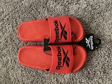 Reebok Athletic Flip Flop Dual Density Slide Men's Size 4 Red Black Logo New
