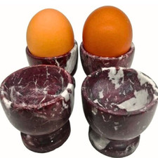Marble Egg Holder 2" Handmade from Onyx Marble Set of 4 Marble Egg Cups