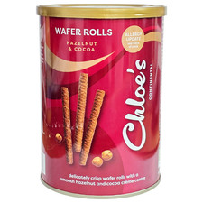 Chloe's Hazelnut & Cocoa Wafer Rolls 400g Sealable Tin - Delicately Crispy Wafer
