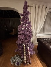 Purple Holographic Pencil Christmas Tree 7ft And Accessories