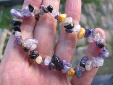 Blue John Stone fluorite Crystal Bracelet chips Castleton Derbyshire Treak Cliff