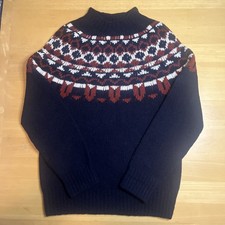 The Croft House Blue Fair Isle 100% Wool Jumper Sweater Made in Scotland Small