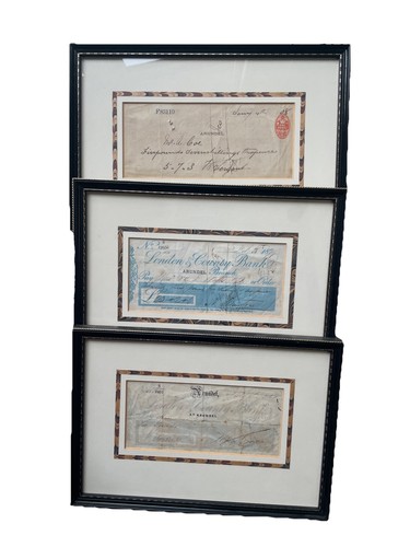 Antique framed bank cheques - antique,