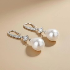 Diamond Pearl Earrings, Simple
