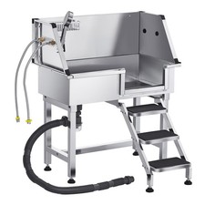 86.4 cm Dog Grooming Bath Tub Stainless Steel w Stairs Faucet Showerhead