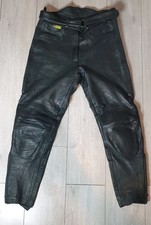 Polo Men's Leather Motorcycle Trousers CE Armour Black W32 L29 Rise 12in
