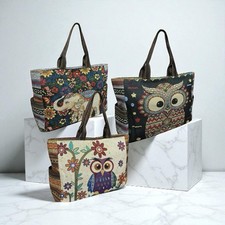 Tapestry Canvas Tote Shoulder  Bag Owl Elephant Tapestry Very Large Everyday Bag