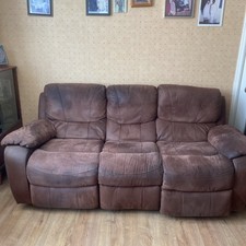 Real Suede 3 seater recliner Sofa  used - electric reclining 