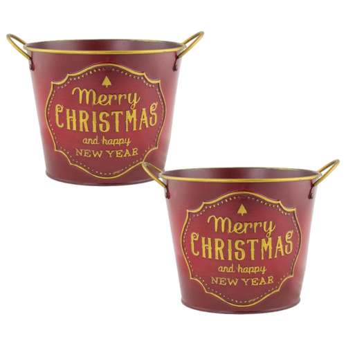 Tin pail planter - tin, 15cm