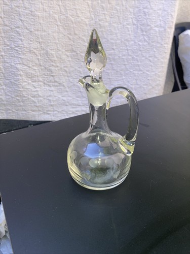 Vintage etched glass oil - etched,
