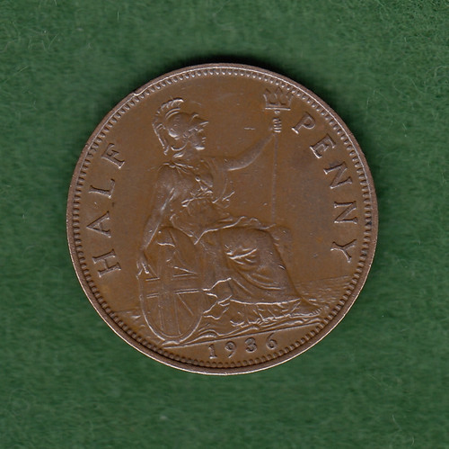 British 1936 half - penny, george
