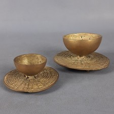 Ancient African Candle Holders Bronze Tribal Craft Exhibition 20th Century