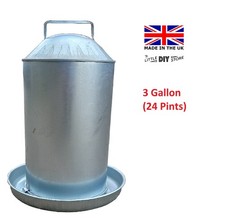 Metal Chicken Drinker Large Poultry Fountain Galvanised 3 Gallon Large - Dented