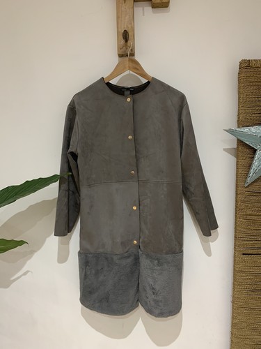 Zara mid grey longline faux - grey,