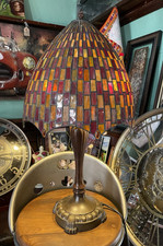 Tiffany Table Lamp Vintage Amber Unique Rare Handcrafted Stained Glass Red 40cm