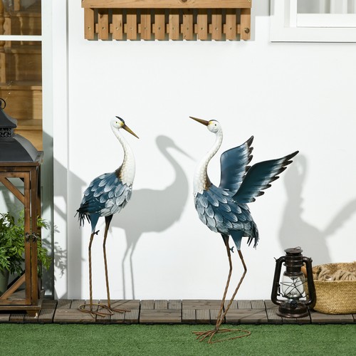 Metal heron garden statues - metal,