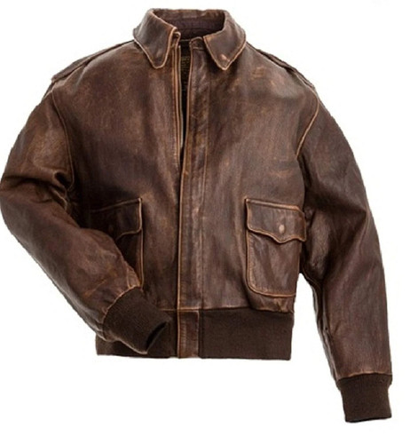 Men brown genuine bomber - a2,