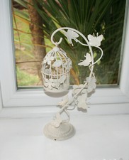 Shabby Chic Hanging Bird Cage Tea Light Candle Holder