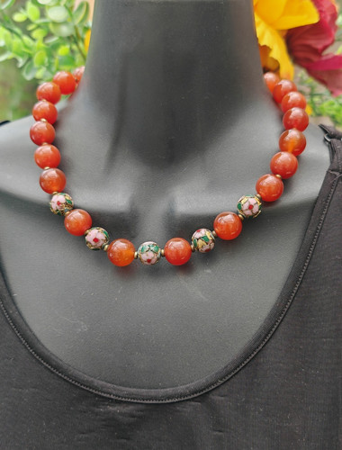 Carnelian 14mm cloisonne - carnelian,