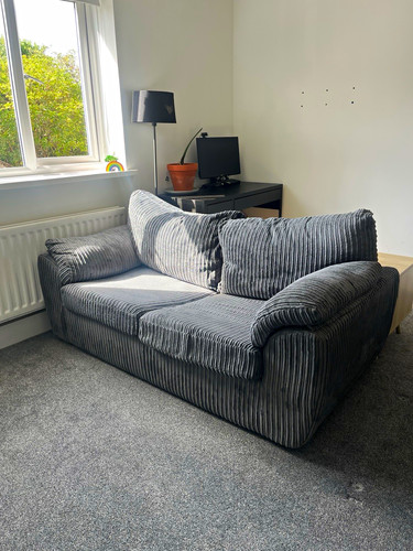 Grey corduroy stripe seater - grey, 2-seater