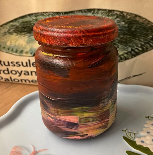 Homemade painted jar - painted, with