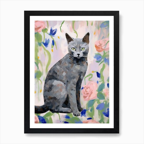 Russian blue cat painting - a,