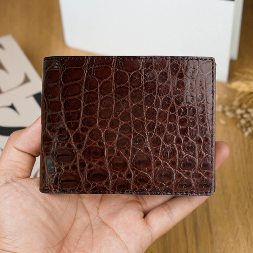 Brown crocodile skin - skin, bifold