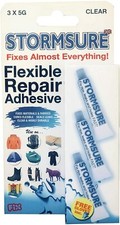 STORMSURE FLEXIBLE REPAIR ADHESIVE CLEAR 3x5g TUBE FIXES WADERS INFLATABLES TENT