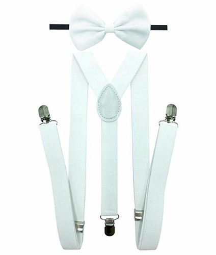 White bow tie suspender - bow,