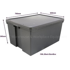 Wham Bam Black Heavy Duty Plastic Storage Box Boxes With Lids - Recycled Plastic