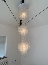 Verner Panton Style Capiz Shell 3 Tier Chandelier Light 