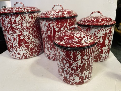 Red spatterware enamel - red, granite