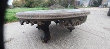 Round Chinese marble top coffee table in need of major restoration. Very unusal