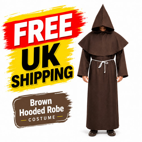 Adult brown hooded monk friar - hooded,