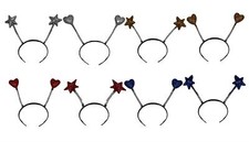 Coloured Glitter Head Boppers Hearts or Stars Party Fancy Dress Accessories