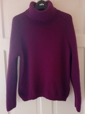 Womens M&S Autograph Ruby/Pinky Purple Angora Mix High/Roll Neck Jumper Size 14
