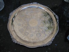 Viners Sheffield Silver Alpha Plate Chased Tray 14.25" Lovely