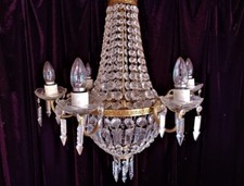 Crystal And Glass Chandelier 6 Arms 9 Lights Tent And Bag Vintage Chandelier