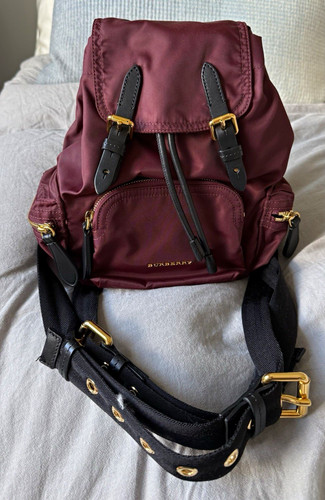 Burberry burgundy nylon small - nylon,