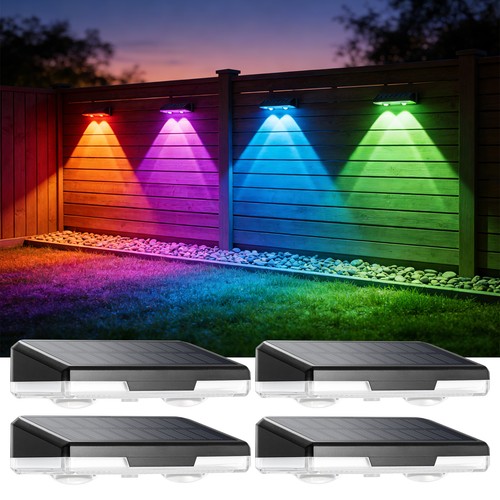 4pack led solar fence lights - fence,