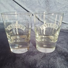 Pair of Quality Heavy Baileys Etched Tumblers / Glasses - Air Bubble to Base