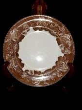 Vintage Wood & Sons Ironstone Alpine White Plate Brown Floral Transferware