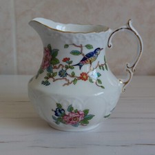 Vintage Aynsley Pembroke Milk Jug Creamer Bone China Flowers Byrds Gild H 11cm