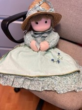 Vintage doll with Straw Hat could be used for PJ's, holder or toilet roll holder