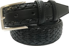 MENS ITALIAN BRAIDED LEATHER BELT BLACK S M L XL XXL 35MM